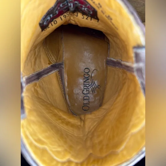 Old Gringo Brown Heeled Boots with Cream Embroidery 8.5 Butterfly - Picture 9 of 9